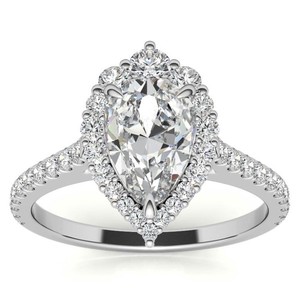 Pear Cut 10x7mm Moissanite Bridal Engagement <b>Ring</b> 925 Sterling <b>Silver</b> White Gold Plated Prong Setting <b>Solitaire</b> Promise <b>Ring</b> - Product Image 1