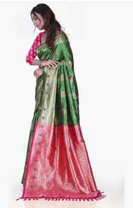 Sari de Seda de Primera Calidad con Tejido Jacquard, Traje Étnico para Bodas y Ocasiones Especiales, Disponible al Mejor Precio del Mercado - Product Image 5