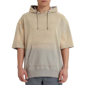 <b>Short</b> <b>Sleeve</b> Pullover Custom Print <b>Men</b> <b>Hoodie</b> in the Curve Hem with the Custom logo casual wear <b>Short</b> <b>Sleeve</b> hoodies - Product Image 1