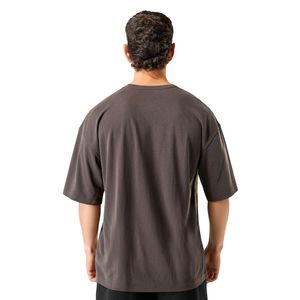 Camiseta Gráfica Oversize para Hombre en Color Marrón Carbón, Algodón Suave, Corte Relajado, Cuello Redondo, Estilo Urbano - Product Image 6