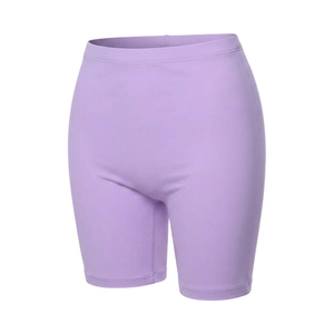 Shorts de sport rouges taille haute en tricot de spandex et polyester respirant, coupe ajustée, taille élastique, couleur unie pour femme - Product Image 6