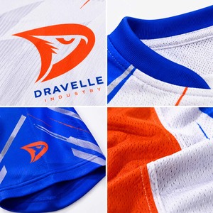 Jersey Personalizado Premium para Equipos de Esports, Blanco, Azul y Naranja, Sublimado, Transpirable, Ecológico, 100% Poliéster, Transferencia Térmica - Product Image 5