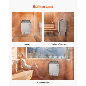 Stufa Elettrica per Sauna 4.5KW 240V con Funzione Infrarossi, Fornello per Bagno di Vapore Secco con Staffa Pre-Forata per Saune da 105-210 CU.FT - Product Image 5