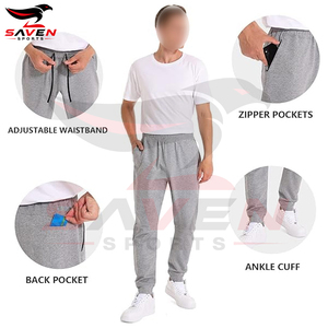 Pantalon de sport personnalisé pour homme, coupe athlétique, anti-transpiration, uni, en mélange coton-polyester - Product Image 4