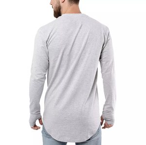 Camiseta de Manga Larga para Hombre, Corte Holgado, 100% Algodón, Colores Personalizados, Sólida, Transpirable, Ecológica, de Secado Rápido y Alta Calidad - Product Image 4