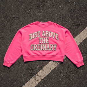 Sweat-shirts courts brodés effet usé pour femmes, col rond, hiver, style streetwear - Product Image 1