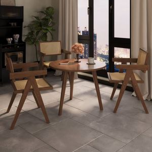 Set di 2 Sedie da Pranzo Moderne Stile Mid-Century, Comode Poltrone in Rattan con Braccioli in Legno per Esterni e Camera da Letto - Product Image 4