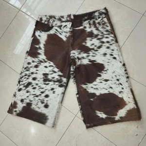 Hot Selling Luxury Genuine Cowhide <b>Hair</b>-On Leather <b>Men's</b> High Street Style Button Fly Quick Dry & Breathable Summer Shorts - Product Image 3