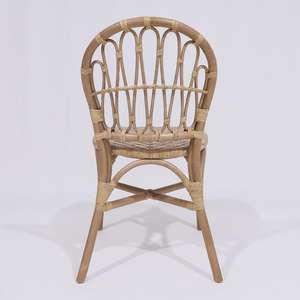 Chaise de salle à manger moderne en rotin naturel avec dossier incurvé, design léger et écologique pour hôtels et restaurants - Product Image 6