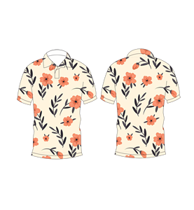 Polo à imprimé floral orange crème pour hommes, décontracté, à manches courtes, tendance, pour l'été - Product Image 3