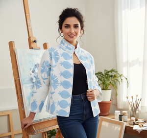 Chaqueta Personalizada para Mujer, Diseño Floral Otoñal e Invernal, Hecha a Mano, Bordado Suzani, Ecológica, con Botones de Algodón - Product Image 1