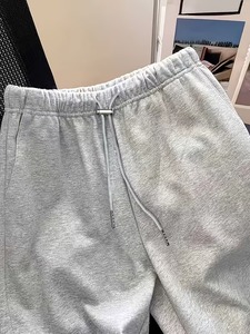Pantalon de survêtement unisexe gris en coton, taille mi-haute, cordon de serrage, coupe ample, longueur intégrale, couleur unie, poches latérales, respirant, pour l'automne - Product Image 4