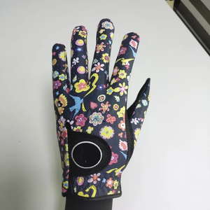 Gant de golf en cuir véritable avec logo personnalisé, imprimé floral, main droite, gaufré, antidérapant, respirant, fabricant OEM ODM - Product Image 1
