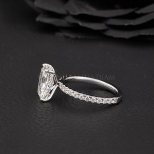 2.50Ct Radiant Lab Grown Diamond Solitaire Hidden Halo Bague de fiançailles en or massif 10K 14K 18K Cadeau d'anniversaire de mariage - Product Image 4
