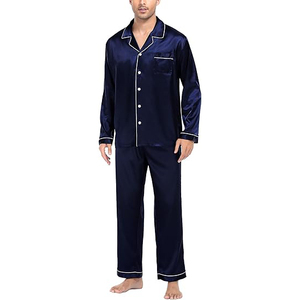 Ensemble de pyjama pour homme en 2 pièces, manches courtes, col rond, short, taille élastique, doux, respirant, léger, pyjama d'été - Product Image 1