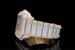 Montre automatique carrée pour homme, style Hip Hop, avec chiffres romains dorés, entièrement sertie de moissanite, de luxe - Product Image 2