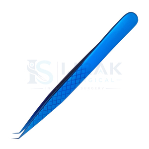 Pince à épiler de précision bleue à pointe lisse en acier inoxydable pour l'application d'extensions de cils - Product Image 5