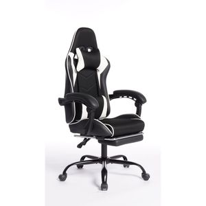 Sedia da Gaming DEEPfurniture E Sports Bianca, Comoda e Sicura in Materiale PU, Sedile da Auto con Spugna Sagomata e Funzioni Massaggianti - Product Image 3