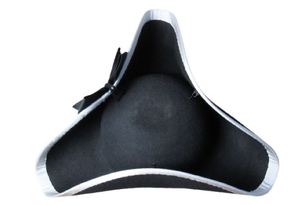 Chapeau de pirate tricorne noir pour adulte, ajustable, pour fête d'Halloween, déguisement, reproduction de style espagnol - Product Image 3