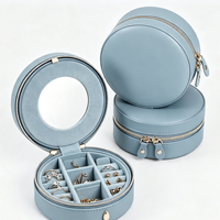 Étui de voyage cylindrique haut de gamme pour bijoux avec fermeture éclair et fenêtre, pochette d'emballage personnalisée pour bijoux