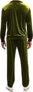 Ensemble de survêtement pour homme en velours, 2 pièces, avec haut à col zippé et pantalon élastique, tenue décontractée d'automne - Product Image 3