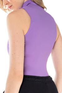 ชุดบอดี้สูทสแปนเด็กซ์รัดรูปสำหรับผู้หญิง แบบขายส่งตามสั่ง คอกลม แขนกุด สีพื้น ทรงเข้ารูป เซ็กซี่ - Product Image 4