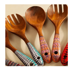 Mango Wooden & Printed Serving Spoon For Home Dining Table Food Snacks Wooden Printed Serving Spoon - Product Image 1