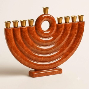 Ménorah Hanouka Moderne en Résine à 9 Branches, Porte-Bougie Décoratif, Décoration Juive pour la Maison, Design Écologique - Product Image 2