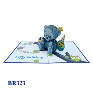 Carte pop-up Joyeux Anniversaire Ours en Peluche Style Amour Impression Offset Art Papier Fait Main Design Personnalisé Vietnam Hanoï Meilleure Vente - Product Image 2