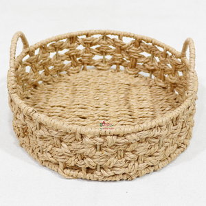 Artex Dong Thap Minimalist Multifunction <b>Paper</b> Wire Round Serving <b>Tray</b> with Dual Handles Decorative Basket - Product Image 2