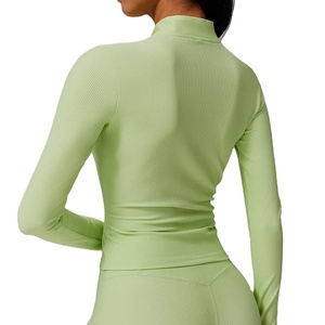 Women's Half Zip Sports Gym Training Top XL Solid Pattern Yoga Shirt for Fall Winter Logo on Waist Female Fitness Sport Outfit - Product Image 4