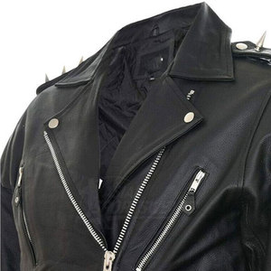 Veste en cuir véritable pour homme, décontractée, hiver, avec fermeture éclair, manches ajustables, logo sur le devant - Respirante et écologique - Product Image 2