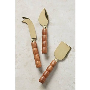 Juego de cuchillos para queso de metal dorado a precios asequibles con mango de diseño para el hogar, hoteles, utensilios de cocina, herramientas de lujo para queso en oferta. - Product Image 3