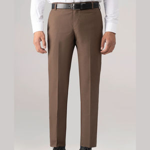 Pantalones de hombre 100% algodón, estilo lona, color marrón, elegantes, profesionales, para oficina, estilo clásico de negocios, corte recto, talle medio. - Product Image 1