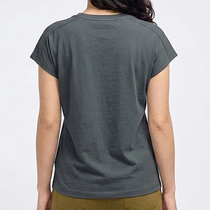 Camiseta de Verano para Mujer, Cuello Redondo, Manga Corta, Color Sólido, 100% Algodón Ecológico con Apliques, Precio al por Mayor - Product Image 3