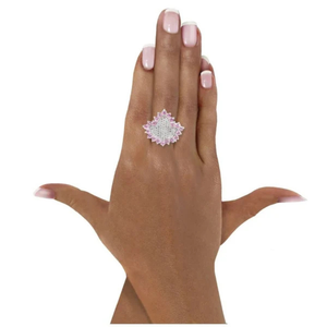 Anillo de Plata de Ley AKA Pink Ivy Elite para Mujer, Elegante Joyería de Moda Inspirada en Hiedra en Color Rosa y Plateado - Product Image 1