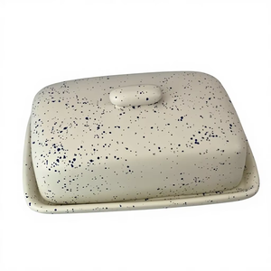 Recipiente para Mantequilla con Acabado Esmaltado y Tapa Deslizante, Bandeja Profunda para Servir, Elegante Plato para Conservar Mantequilla en la Cocina - Product Image 1