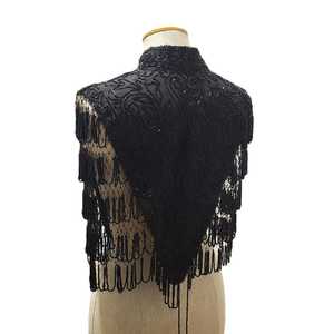 Blusa/Poncho de Alta Costura para Mujer, Sexy, Vintage, con Cuello Mandarín, Tul, Flecos Largos, Bordado a Mano con Cuentas, Transpirable - Product Image 6