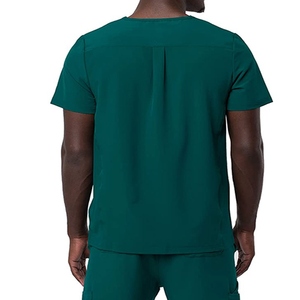 Men Green V-Neck Short Sleeve Scrub <b>Top</b> And Pants Set Cotton Polyester Woven Hospital Uniform - Product Image 6