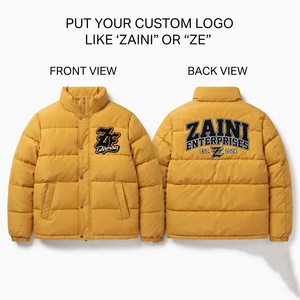 Veste longue matelassée en polyester 320 GSM de qualité supérieure, col montant, rembourrage chaud, couleur moutarde et noir, fermeture éclair sur le devant, pour l'hiver - Product Image 1