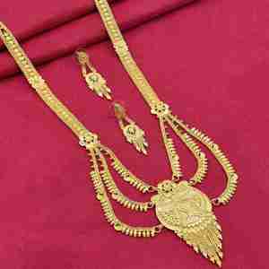 Juego de Collares Rani Haar con Diseño Floral en Oro Micro de 14K, 18K y 24K, Joyería de Latón Dorado de Moda, Juego de Joyería para Bodas Indias - Product Image 1