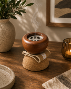 Brûleur de Bakhoor Élégant en Résine et Bois, Porte-Encens Oud Arabe de Luxe, Mabkhara Premium Spécial Ramadan Aïd, Décoration Aromathérapie - Product Image 1