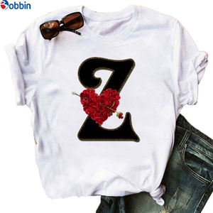 Women's English <b>Alphabet</b> <b>Print</b> T Shirt New Summer Couples Lovers Breathable Letter & Lovely Sweet Style Plus Size Women Top - Product Image 2