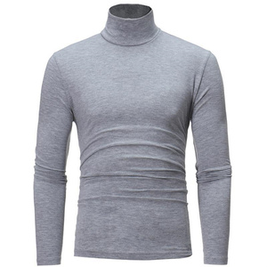 Jersey de cuello alto básico ajustado informal a la moda para hombre, Tops finos de otoño y primavera, camiseta lisa básica, patrón de suéter - Product Image 5