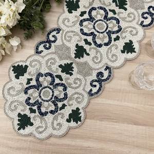 Elegante Camino de Mesa Bordado con Cuentas y Diseño Floral para Mesa de Comedor, Recepción de Bodas, Fiestas y Decoración del Hogar - Product Image 1