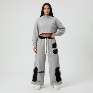 Pantalones Deportivos Anchos Personalizados para Mujer, con Recortes y Parches, Cintura Alta, Estilo Casual Urbano, al por Mayor, OEM - Product Image 1