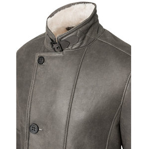 <b>Men</b> Genuine Leather <b>Shearling</b> Collar Breathable Polyester Wadding Filled Winter <b>Coat</b> Sheepskin Style High Street OEM Custom - Product Image 4