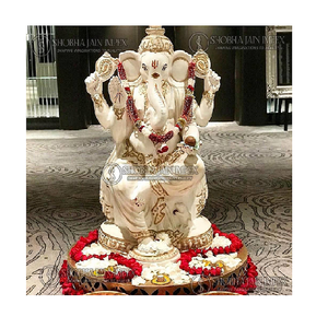 Estatua de Ganesha de Madera de Shobha Jain Impex para Decoración de Entrada de Bodas, Hecha en Delhi, India - Product Image 1