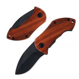 Couteau pliant tactique de poche pour le camping en plein air, 1 pièce, lame en acier 440C + manche en bois, camping, chasse, survie en plein air - Product Image 2