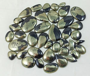 Pierre précieuse en pyrite naturelle en cabochon, provenant d'un fabricant, vendeur en ligne de cristaux, bijoux en argent personnalisés - Product Image 1